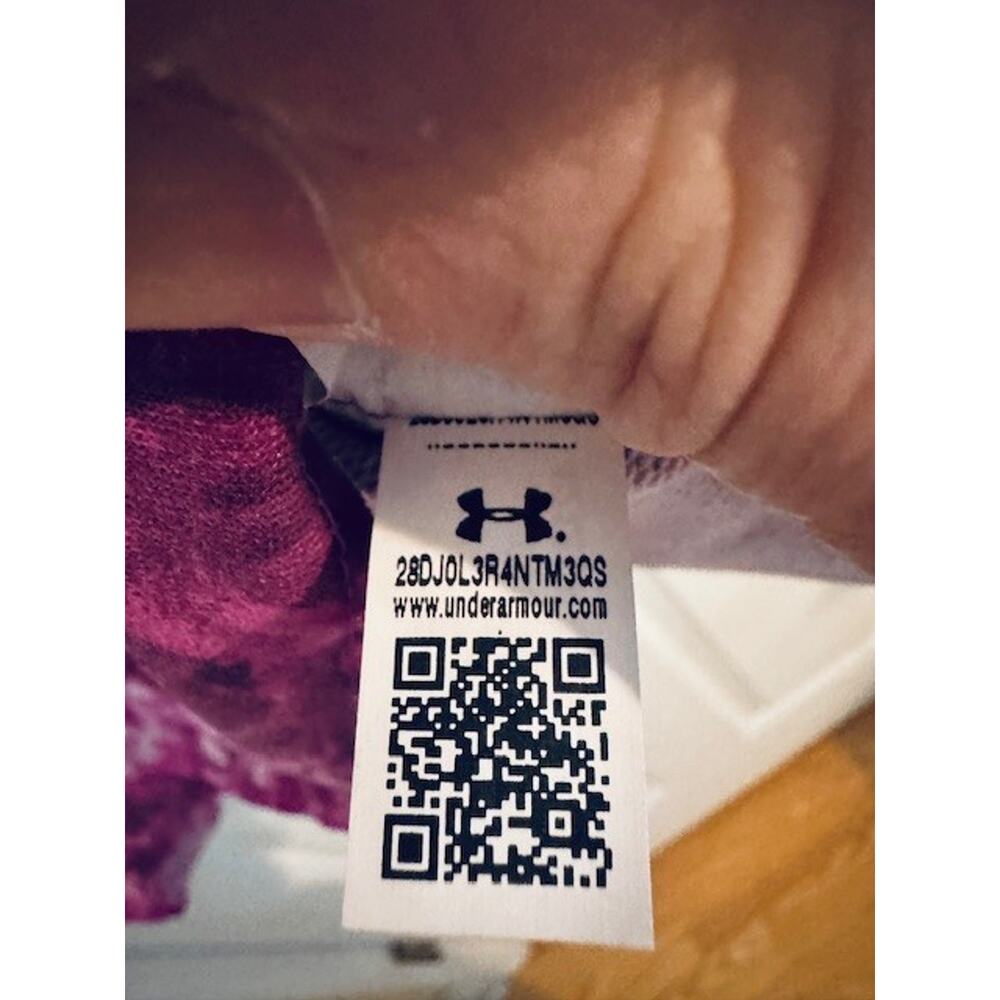 NWT Under Armour Women’s Terry Print Crew Sweatshirt Pink White Sz M - Picture 7 of 8